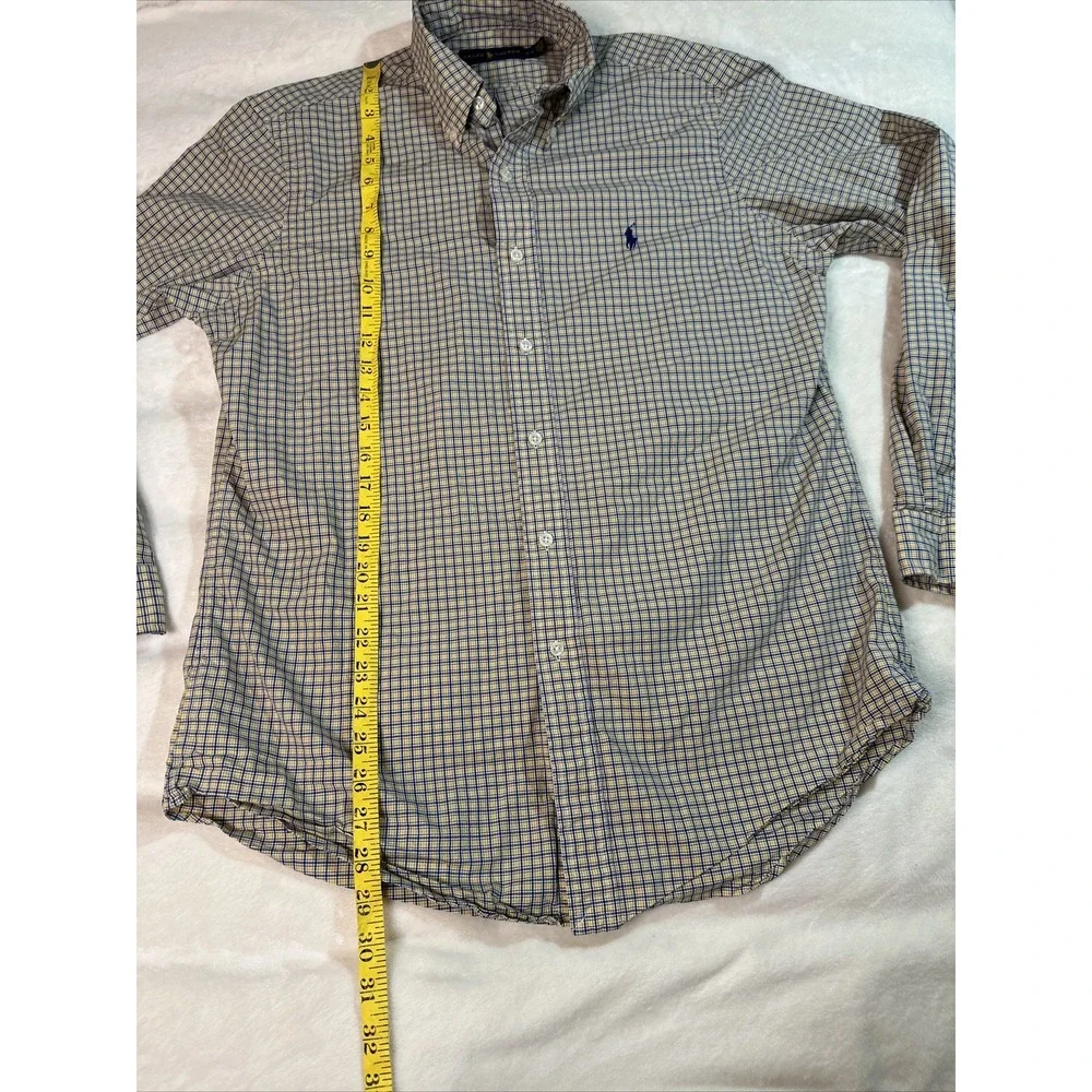 Ralph Lauren Mens M Classic Fit Blue Yellow Check Button Down Long Sleeve Shirt - Picture 8 of 12